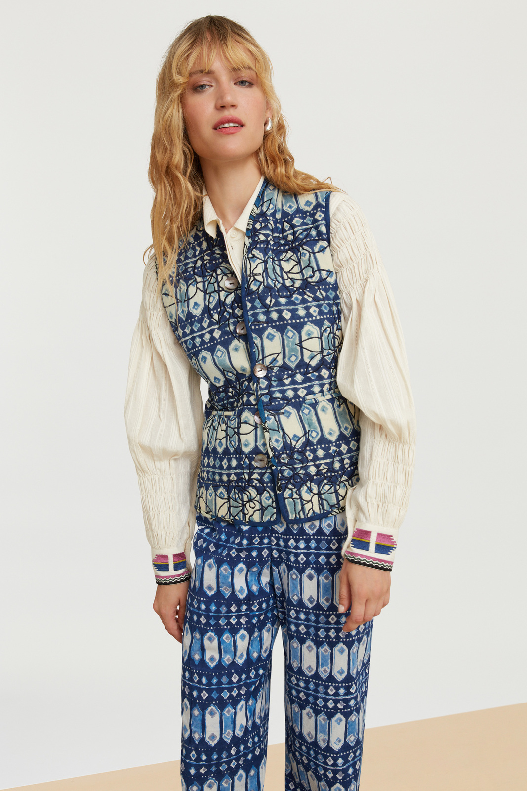 COATS/JACKET Tiblish Reversible Gilet in Indigo Blues Lisa Corti
