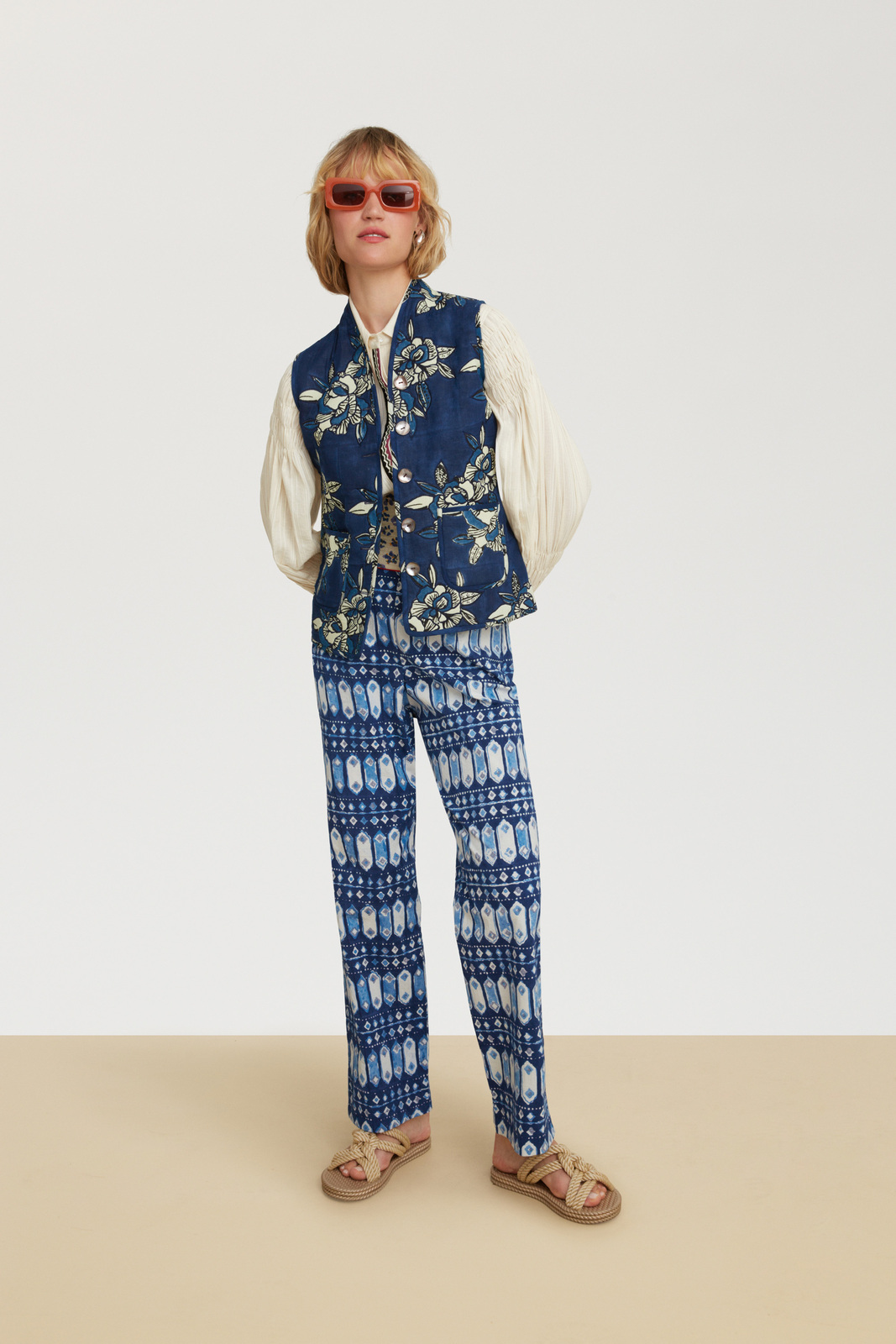 COATS/JACKET Tiblish Reversible Gilet in Indigo Blues Lisa Corti