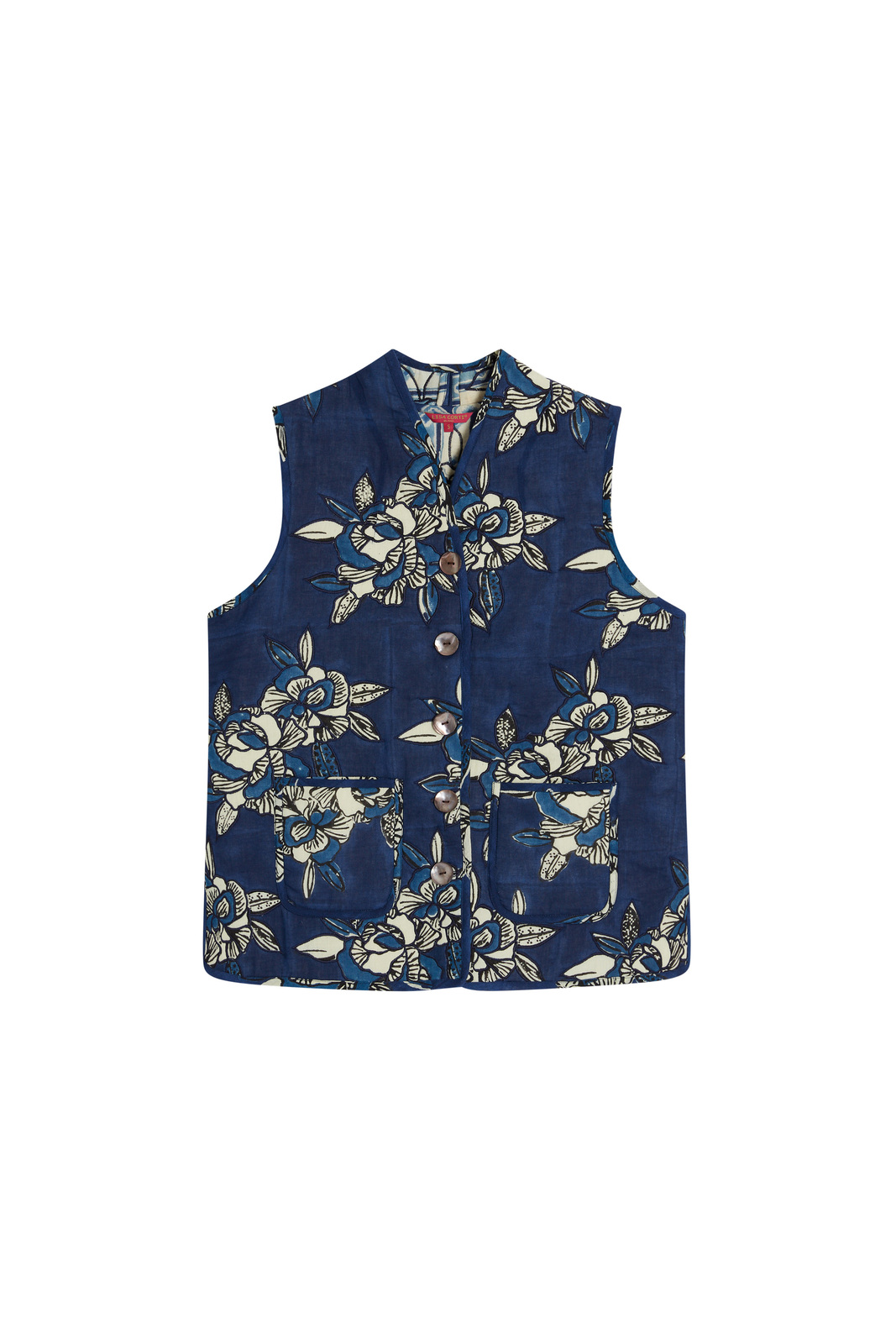 COATS/JACKET Tiblish Reversible Gilet in Indigo Blues Lisa Corti