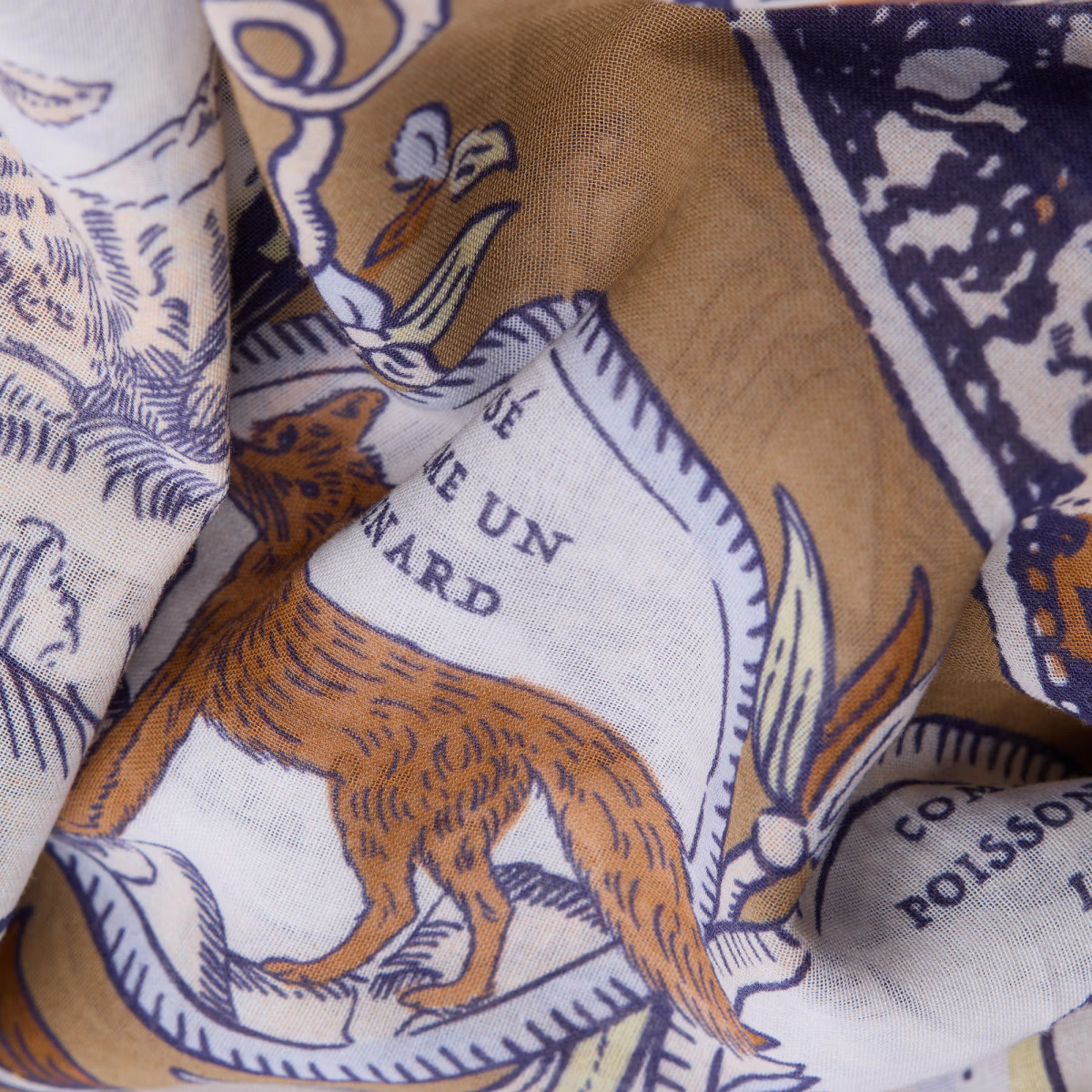 ACCESSORIES Cotton Chance Square Scarf in Golden Brown Inoui Editions