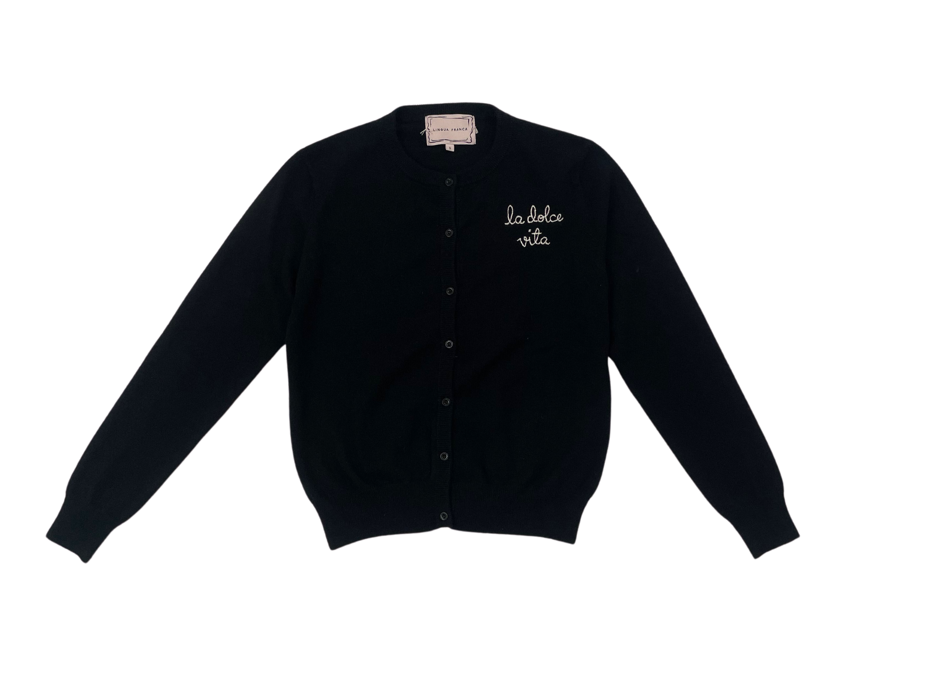 SWEATERS "La Dolce Vita" Cardigan in Black Lingua Franca NYC