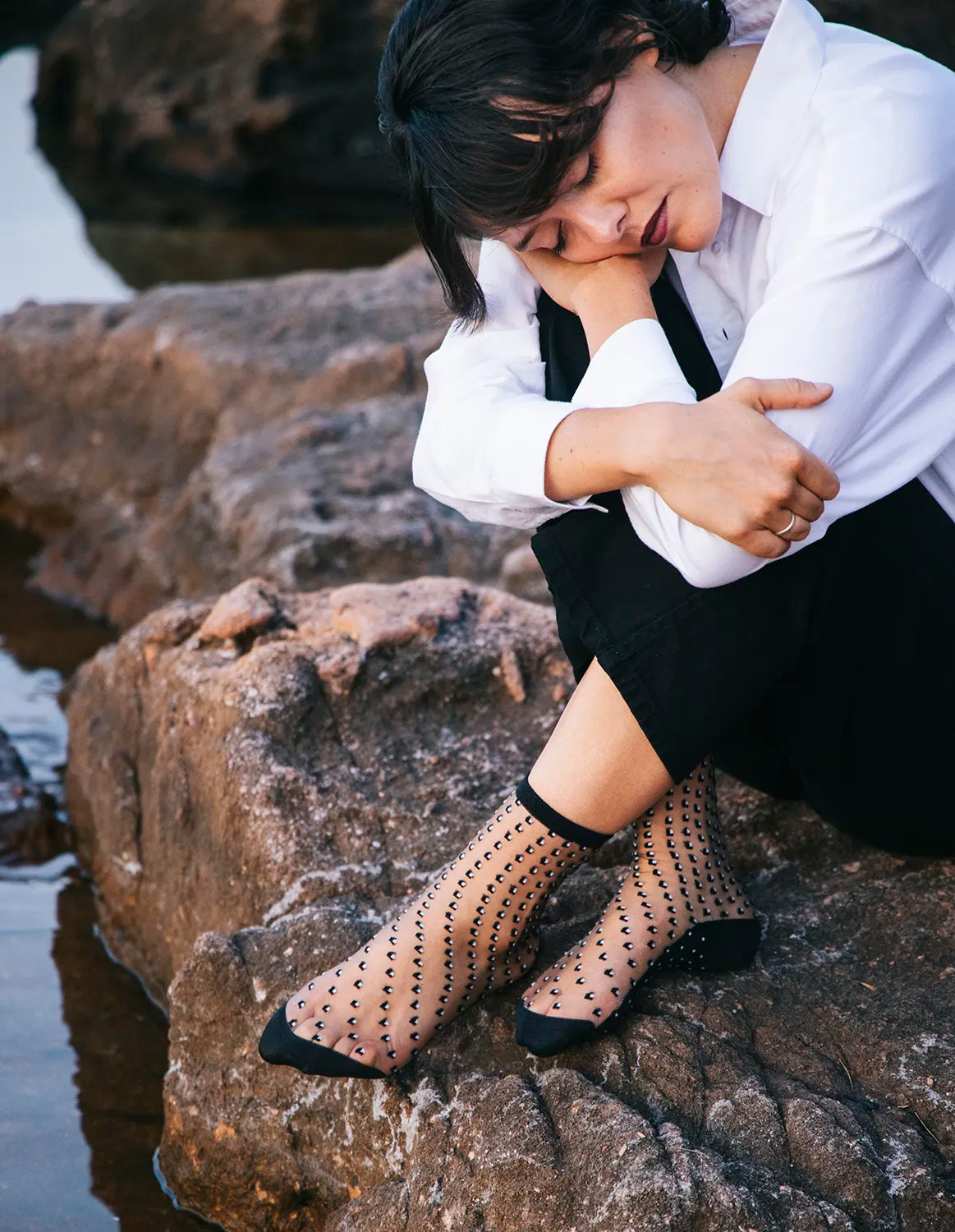 ACCESSORIES Crescent Dunes Socks in Black Atelier St Eustache