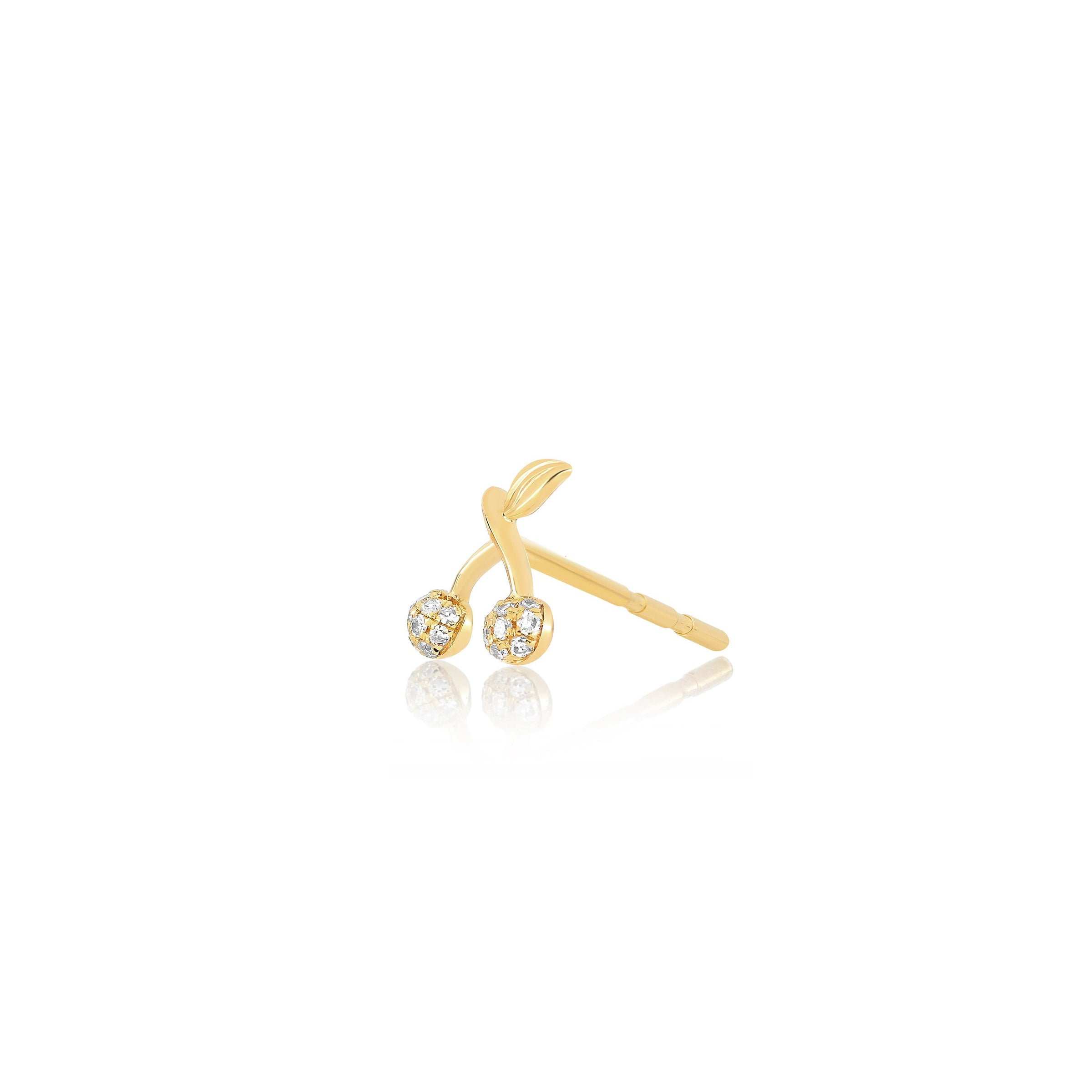 JEWELRY Single Diamond Mini Cherry Stud Earring in Yellow Gold EF Collection
