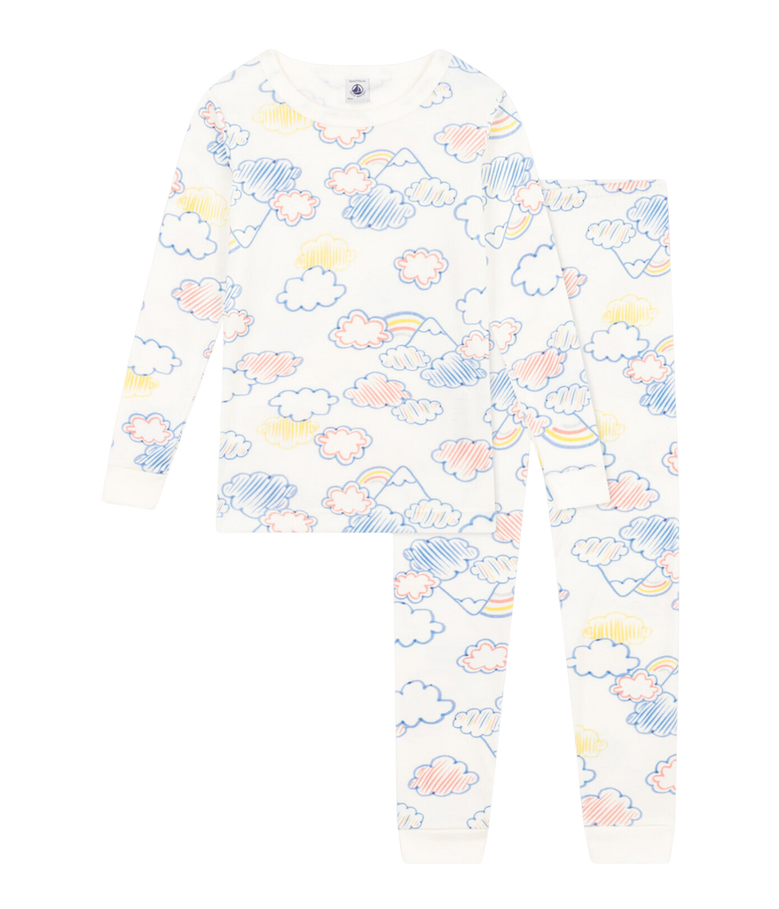 CHILDREN'S APPAREL Long Sleeve Pajama Set in Clouds Petit Bateau