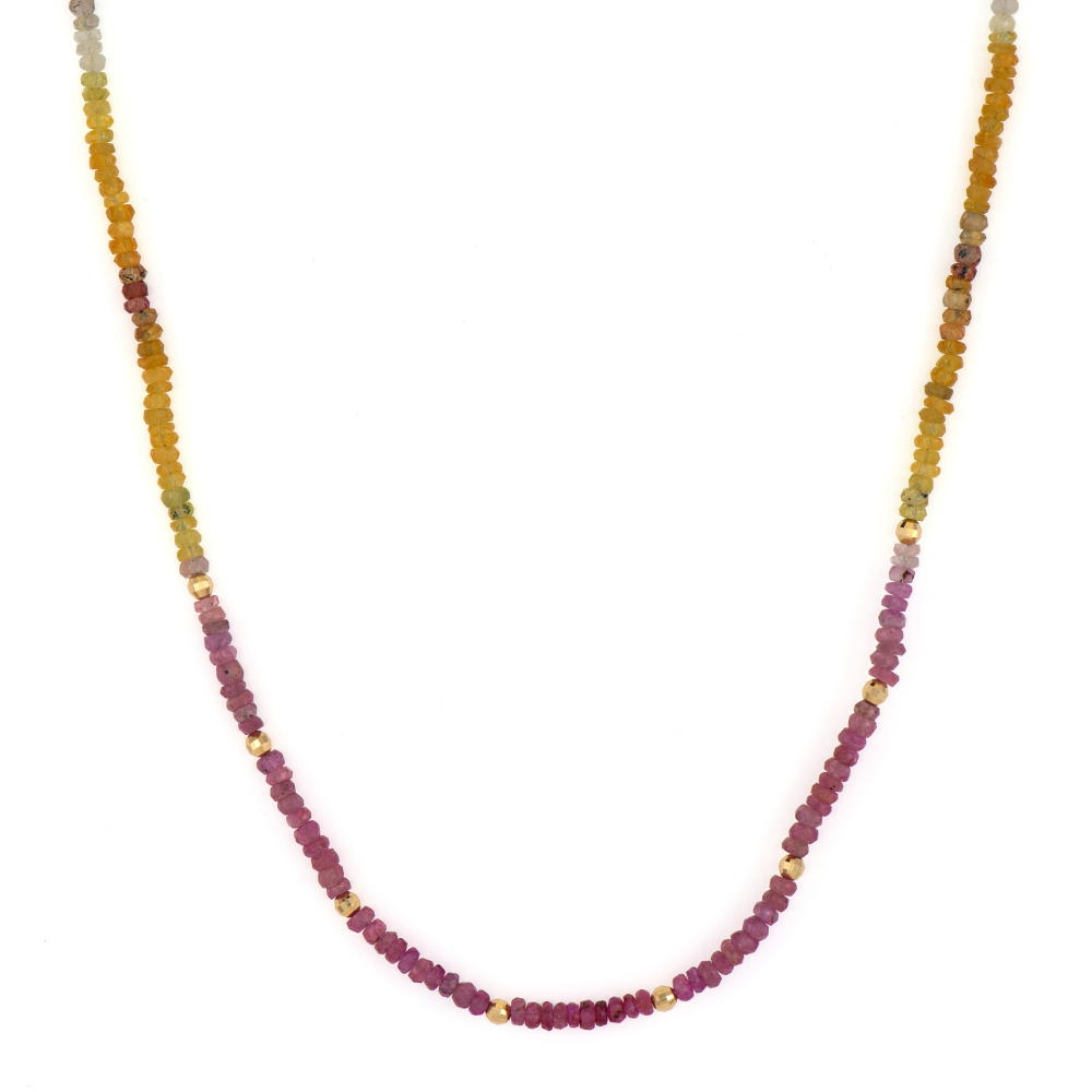 JEWELRY DELICATE MULTI-COLORED SAPPHIRE BEADED NECKLACE Three Stories Jewelry
