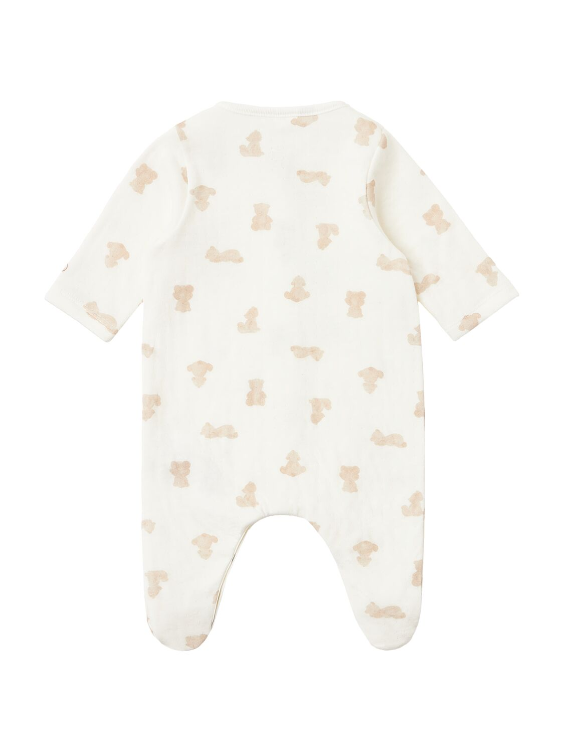 CHILDREN'S APPAREL Baby Teddy Bear Front Snap Footie in White Petit Bateau