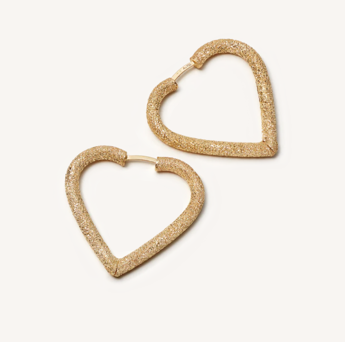 JEWELRY Florentine Finish Small Heart Hoops Carolina Bucci