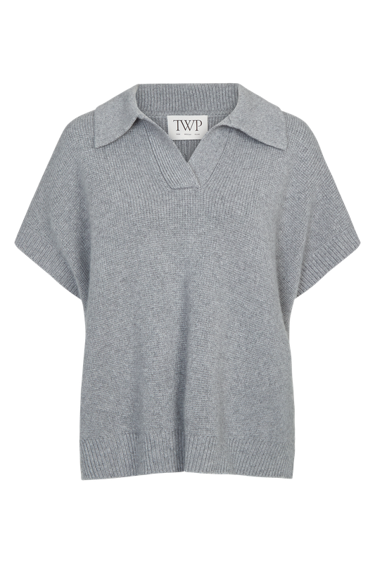 SWEATERS Supersized Polo in Light Heather Grey TWP