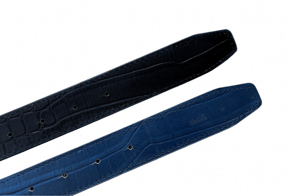 Belts Cesoli Reversible Leather Basket Weave Belt in Minuit/Marlin Cesoli