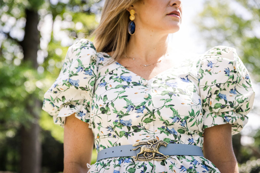 Belts Cesoli Reversible Leather Belt in Mimosa/Chambray Cesoli