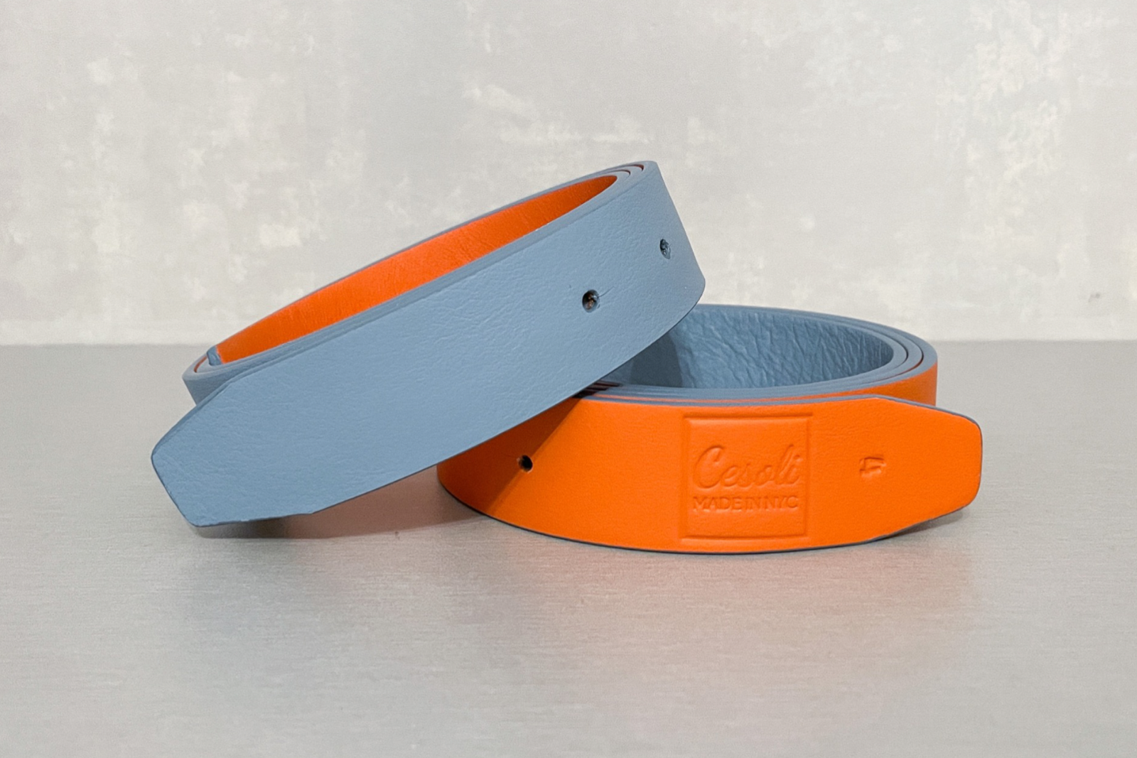 Belts Cesoli Reversible Leather Belt in Mimosa/Chambray Cesoli