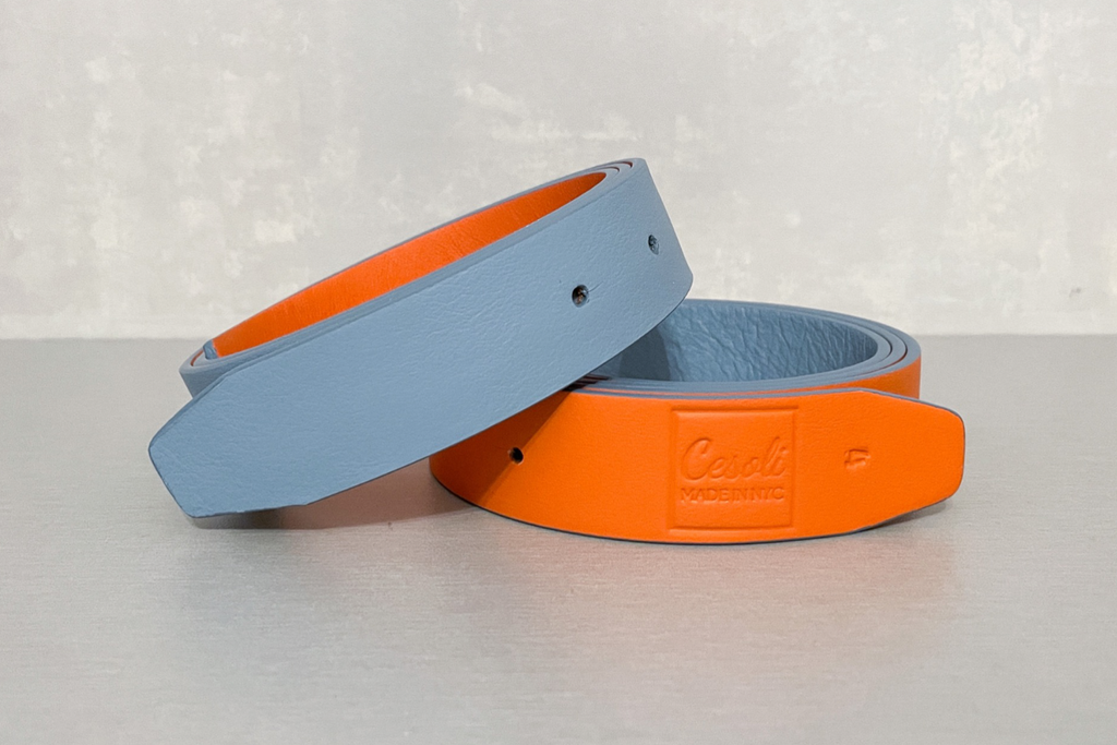 Belts Cesoli Reversible Leather Belt in Mimosa/Chambray Cesoli