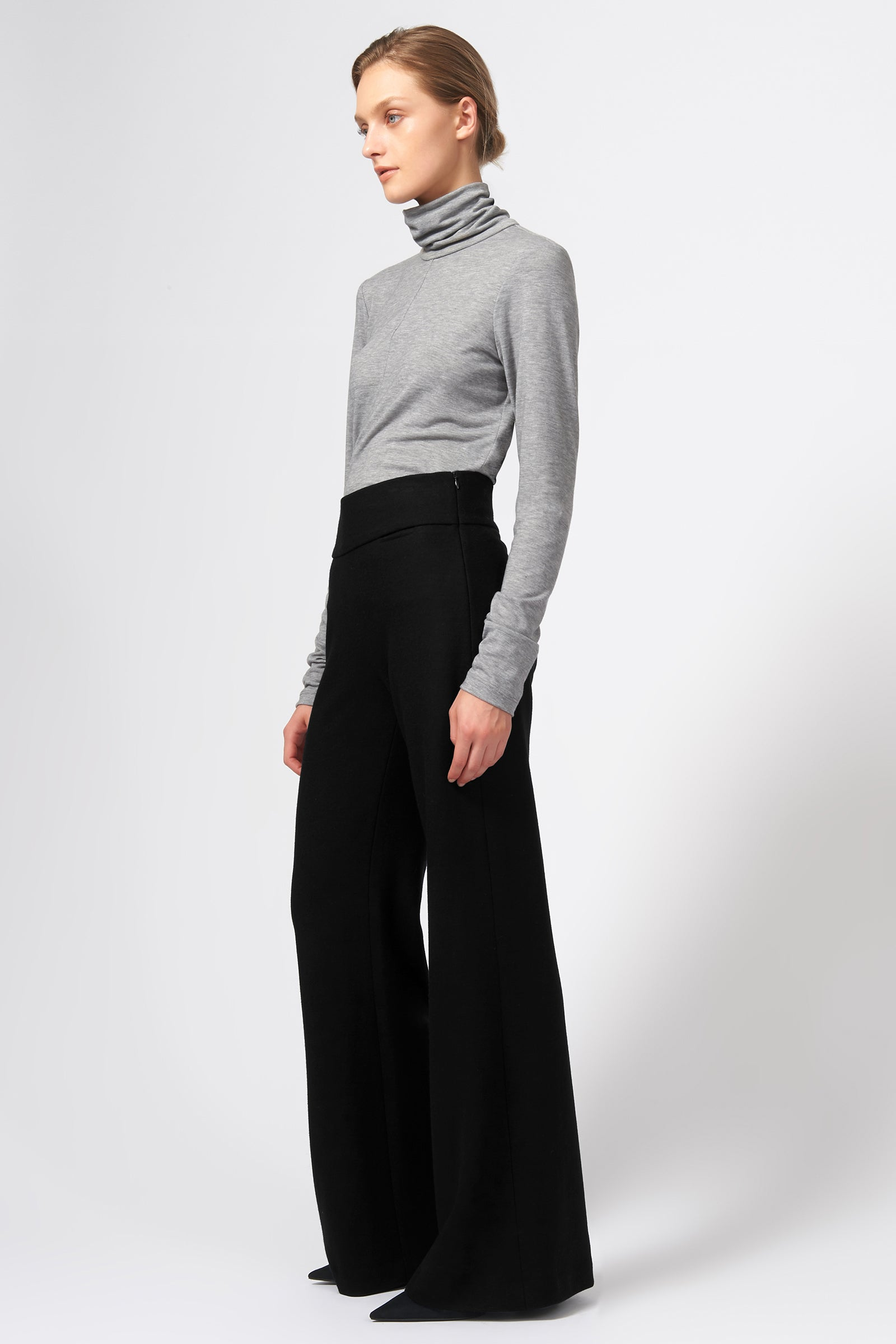 PANTS/SHORTS Felted Jersey Wide Leg in Black Kal Rieman