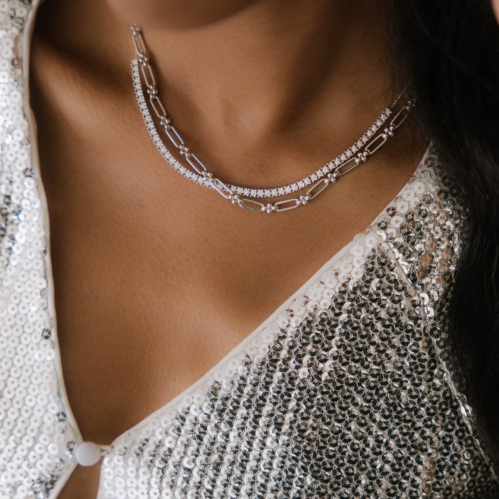 JEWELRY Ava Bea Diamond Tennis Necklace in White Gold Dana Rebecca