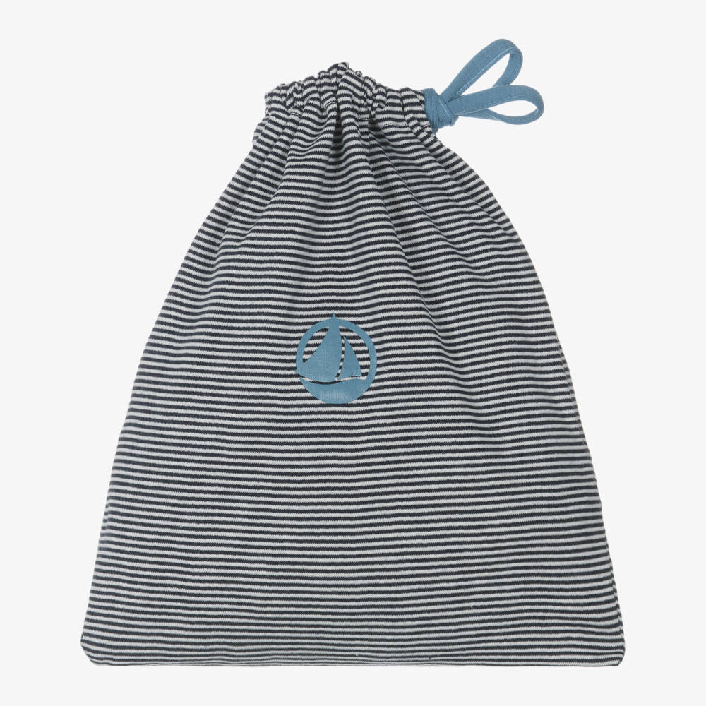 CHILDREN'S APPAREL Baby Boy Striped Romper and Cardigan Set in Blue Petit Bateau