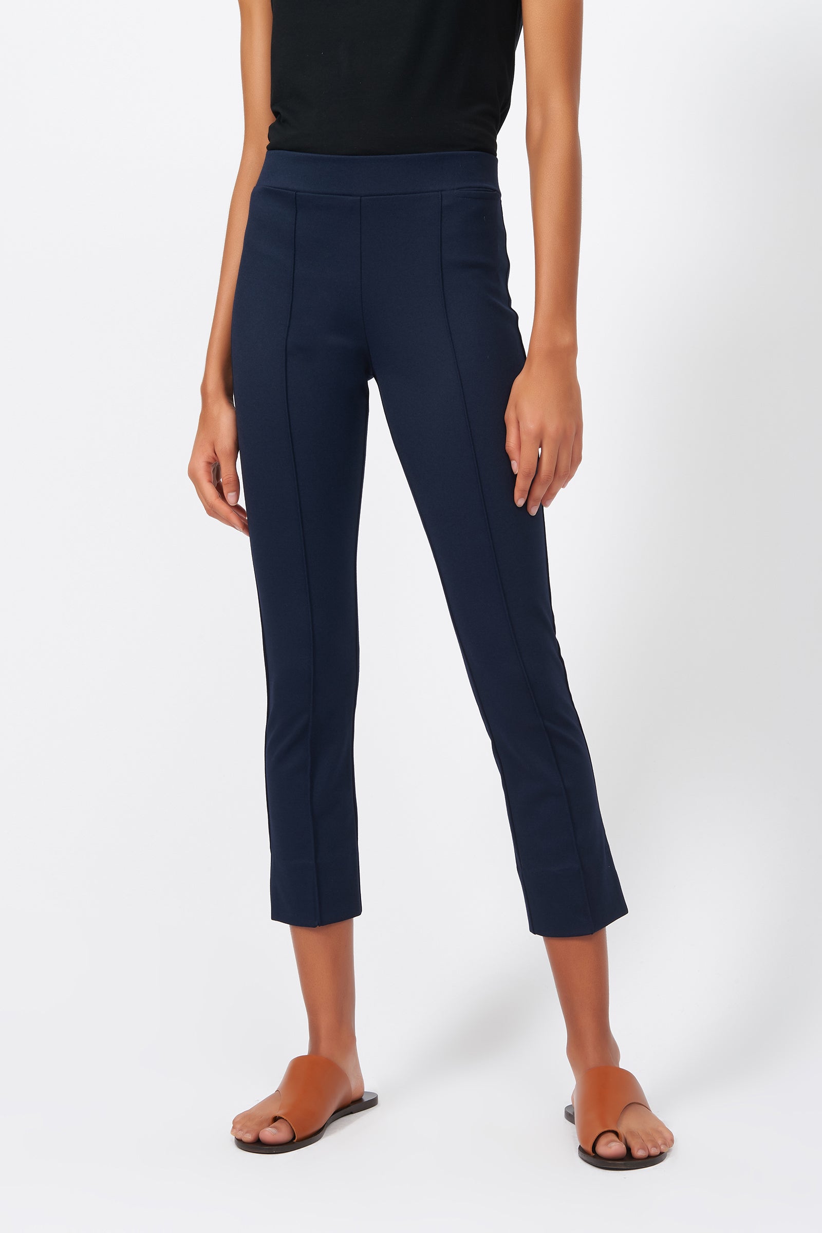 PANTS/SHORTS Pintuck Slit Capri in Navy Kal Rieman