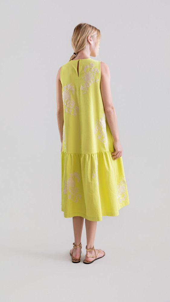 DRESSES/JUMPSUITS Sleeveless Peplum Dress in Flash Lemon Psophia