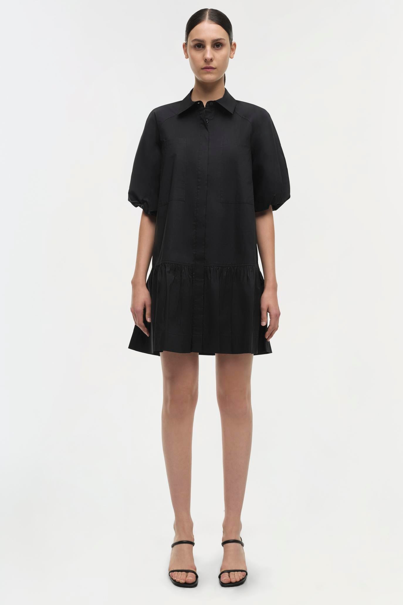DRESSES/JUMPSUITS Crissy Cotton Poplin Dress in Black Simkhai