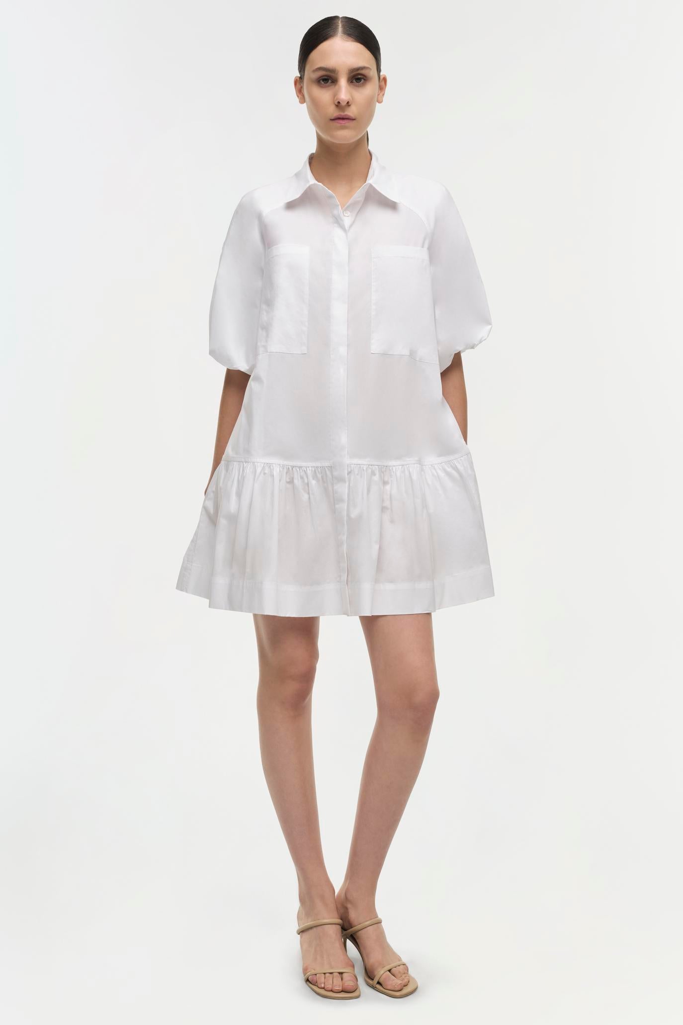 DRESSES/JUMPSUITS Crissy Cotton Poplin Dress in White Simkhai