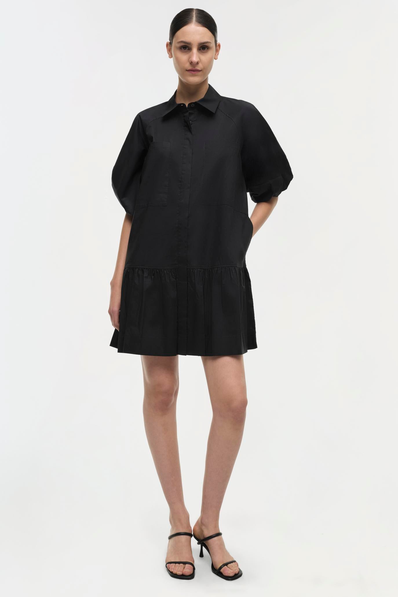 DRESSES/JUMPSUITS Crissy Cotton Poplin Dress in Black Simkhai