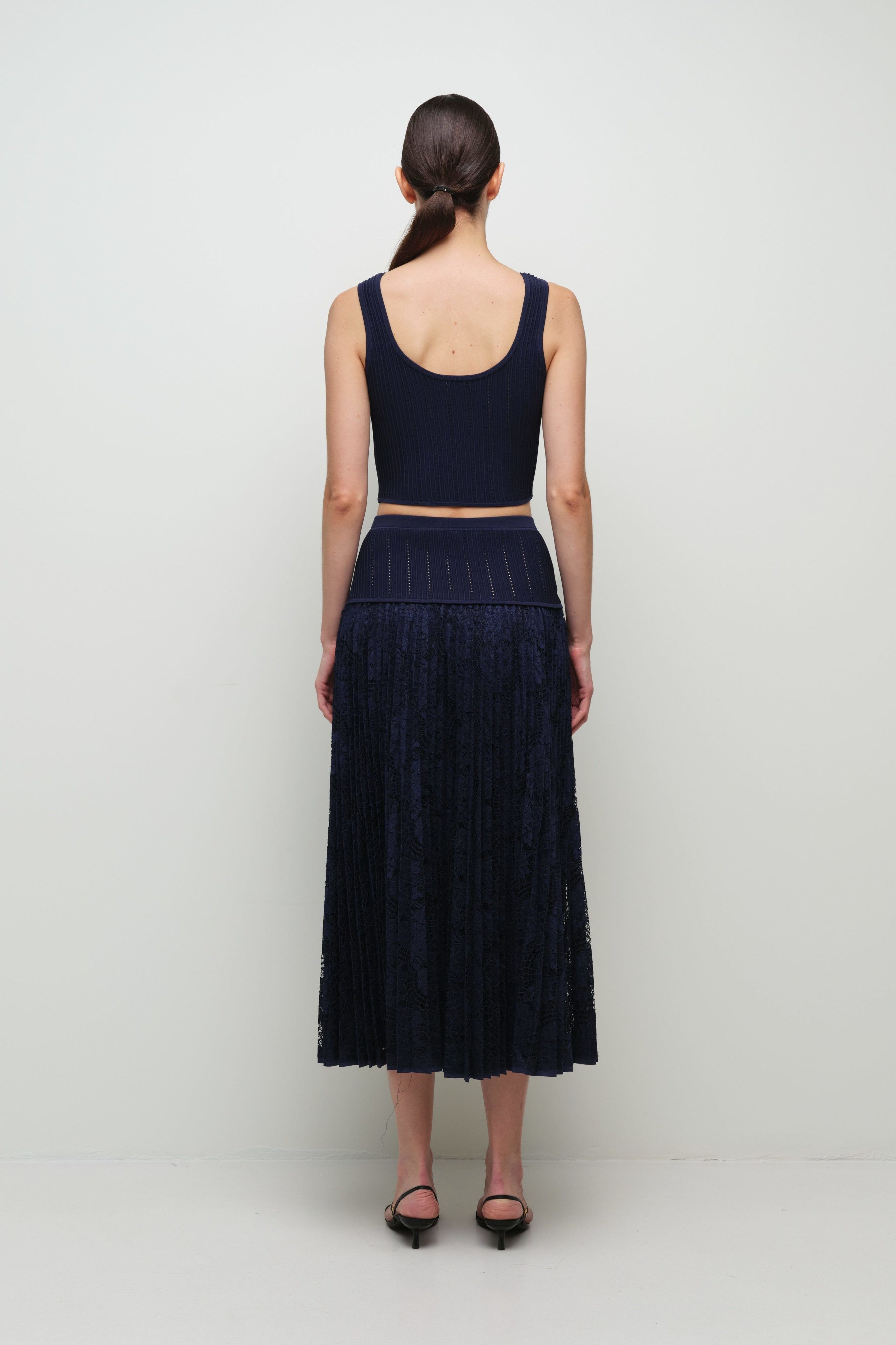SKIRTS Verona Lace Midi Skirt in Midnight Simkhai