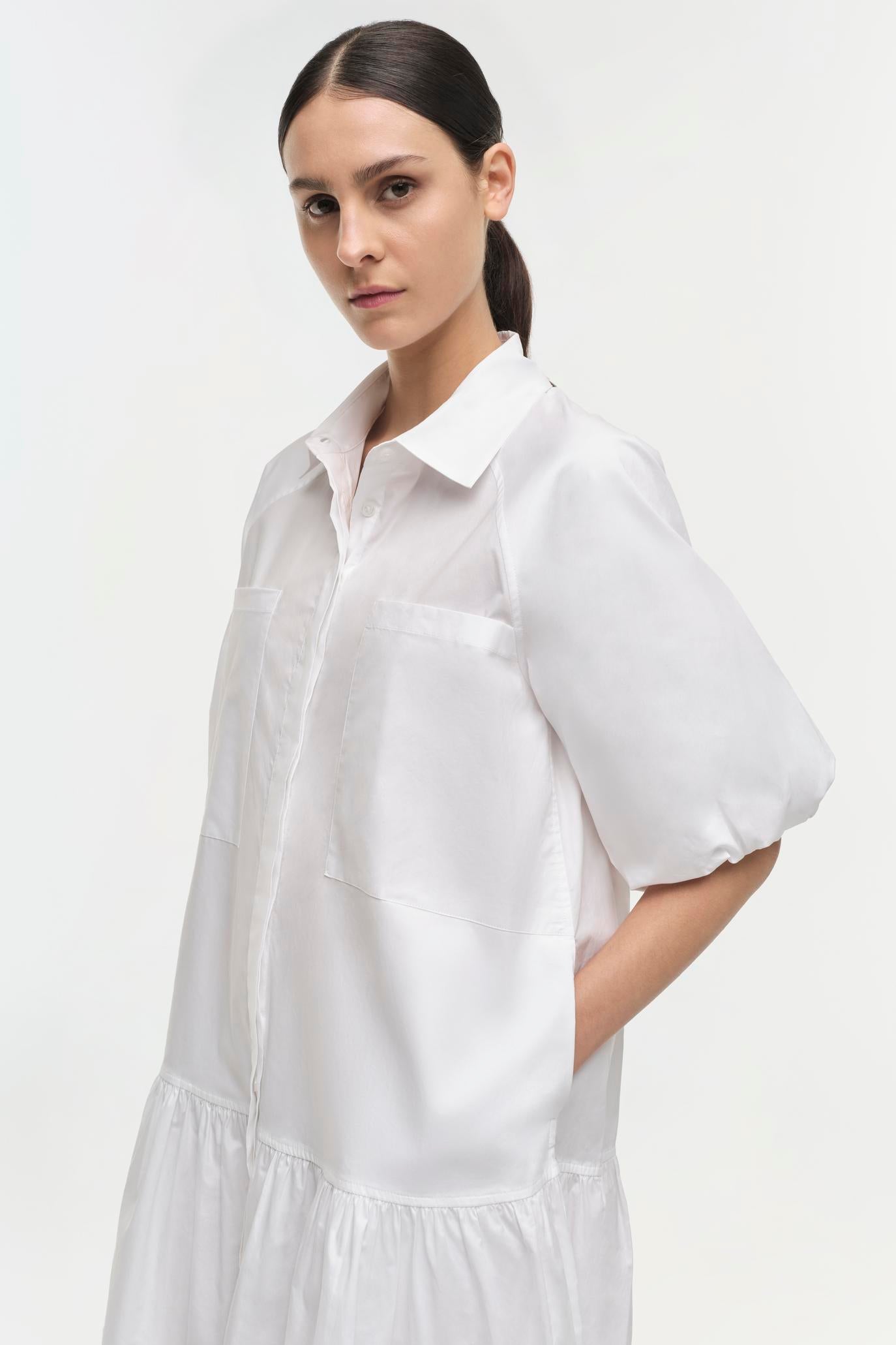 DRESSES/JUMPSUITS Crissy Cotton Poplin Dress in White Simkhai