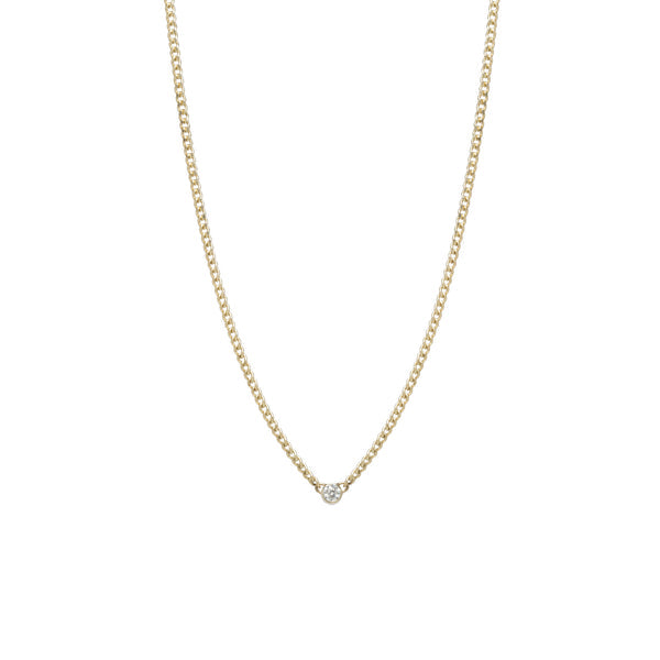 Necklaces Zoe Chicco X-Small Diamond Curb Chain Necklace in Yellow Gold Zoe Chicco