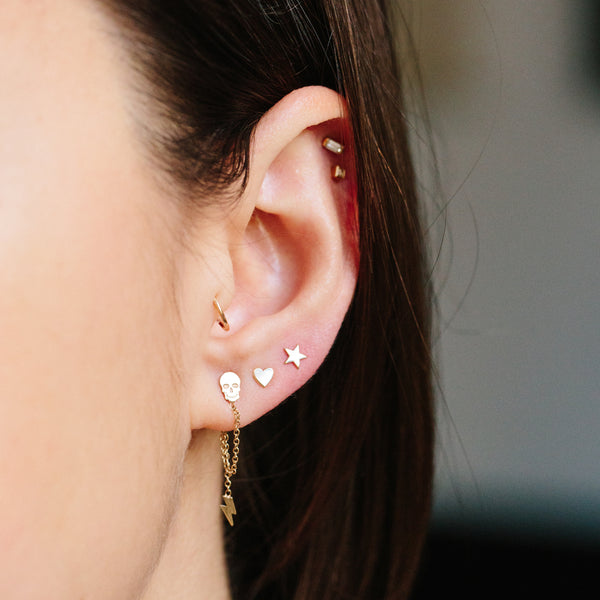 Earrings Zoe Chicco Itty Bitty Heart Stud in Yellow Gold Zoe Chicco