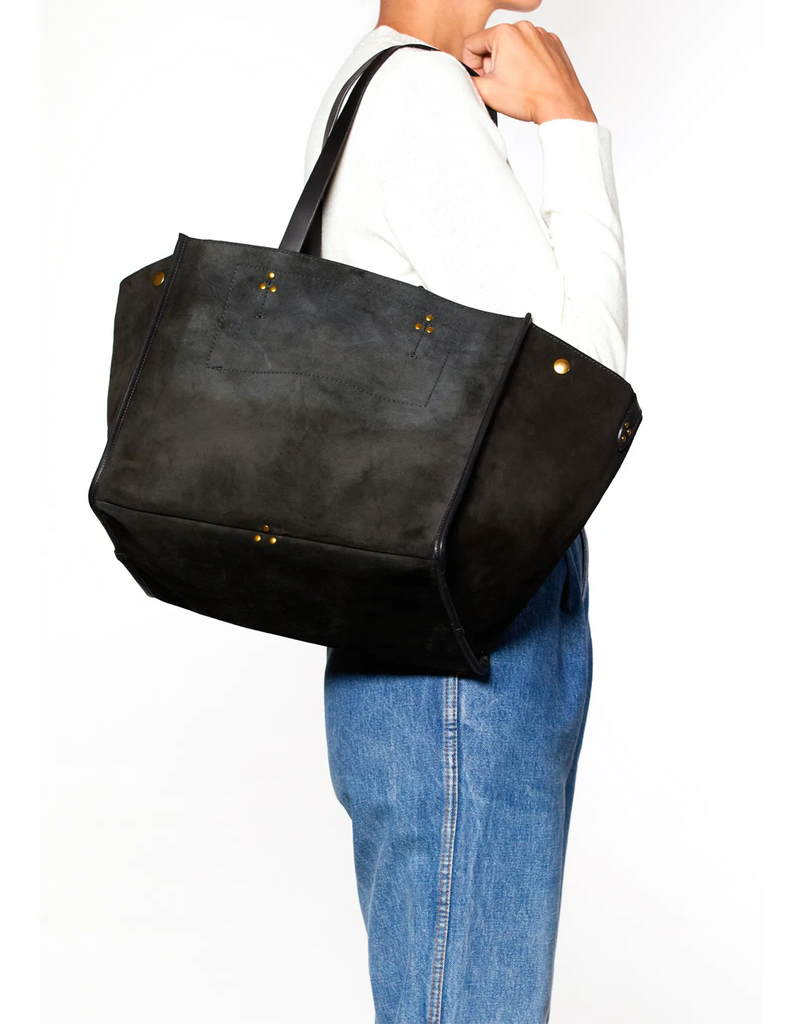 Handbags Jerome Dreyfuss Medium Leon Bag in Suede Noir Jerome Dreyfuss