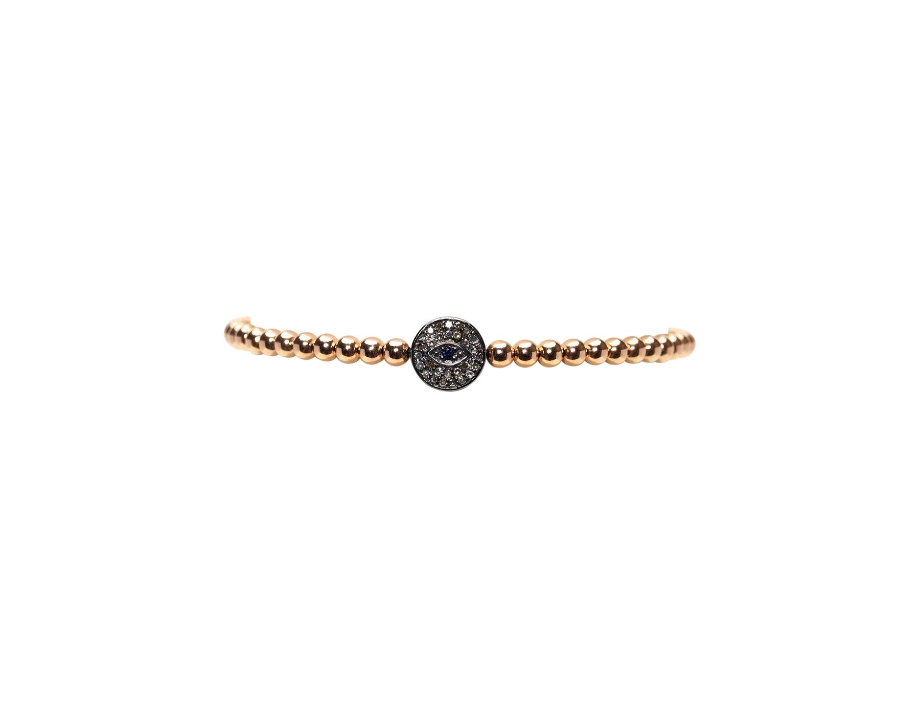 Bracelets Karen Lazar 3MM Diamond Evil Eye Bracelet in Rose Gold Karen Lazar