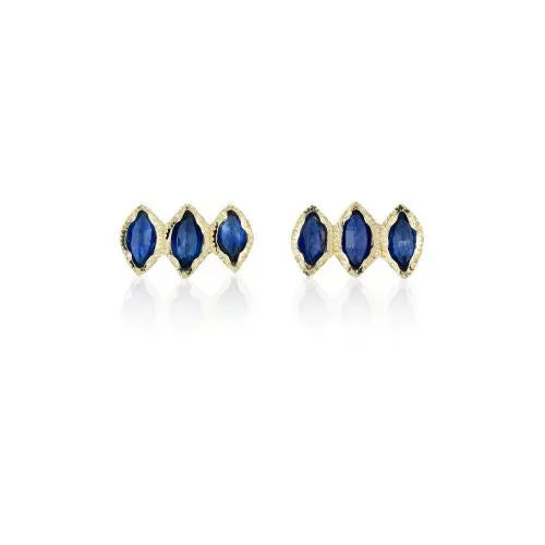 Earrings Brooke Gregson Triple Sapphire Marquise Stud Earrings Brooke Gregson