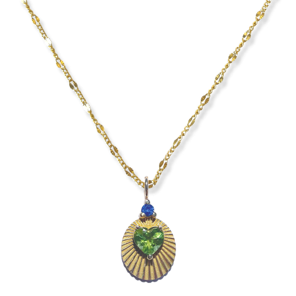 Necklaces Kimberly Doyle Green Heart Tourmaline Oval Necklace in Yellow Gold Kimberly Doyle