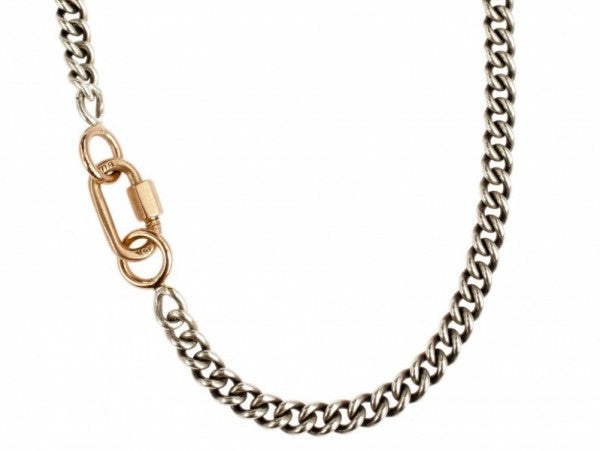 Necklaces Marla Aaron Heavy Curb Chain Necklace in Silver and Rose Gold Marla Aaron