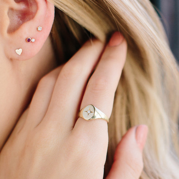 Earrings Zoe Chicco Itty Bitty Heart Stud in Yellow Gold Zoe Chicco