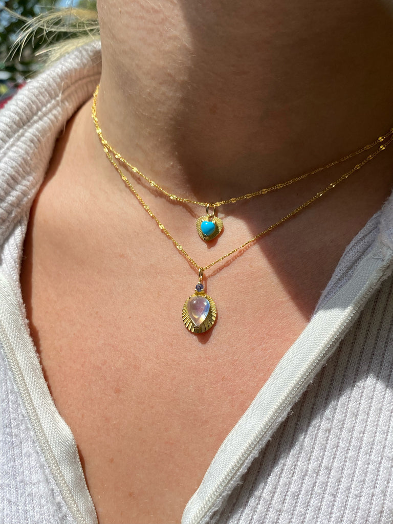 Necklaces Kimberly Doyle Heart Turquoise Oval Necklace in Yellow Gold Kimberly Doyle