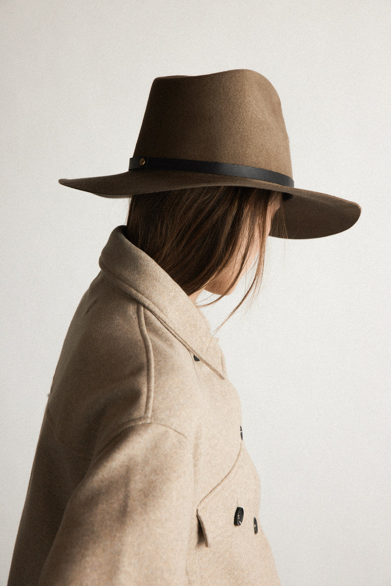 Hats Janessa Leone Olsen Wool Hat in Taupe Janessa Leone