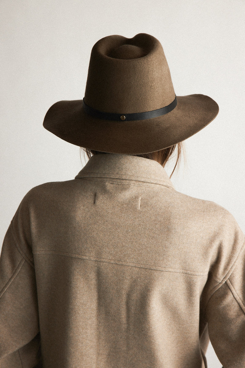 Hats Janessa Leone Olsen Wool Hat in Taupe Janessa Leone