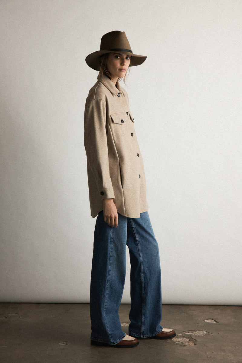 Hats Janessa Leone Olsen Wool Hat in Taupe Janessa Leone