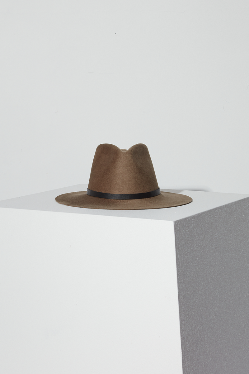 Hats Janessa Leone Olsen Wool Hat in Taupe Janessa Leone