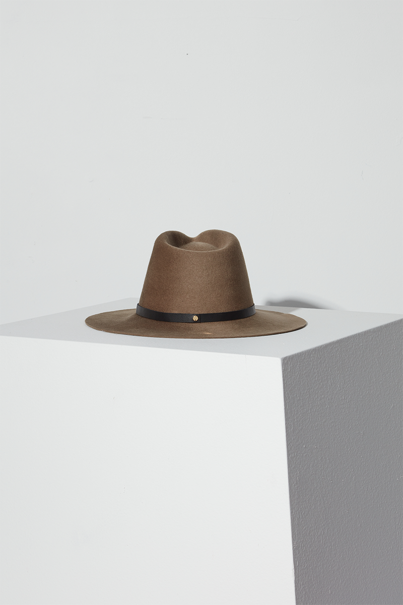 Hats Janessa Leone Olsen Wool Hat in Taupe Janessa Leone