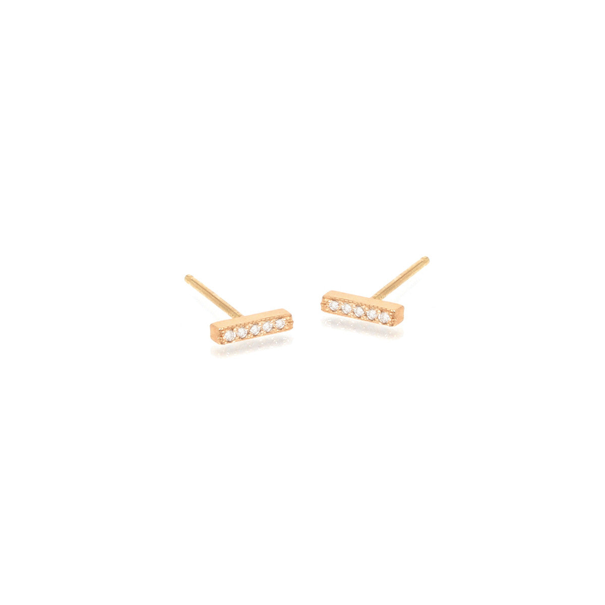 Earrings Zoe Chicco Diamond Bar Studs in Yellow Gold Zoe Chicco