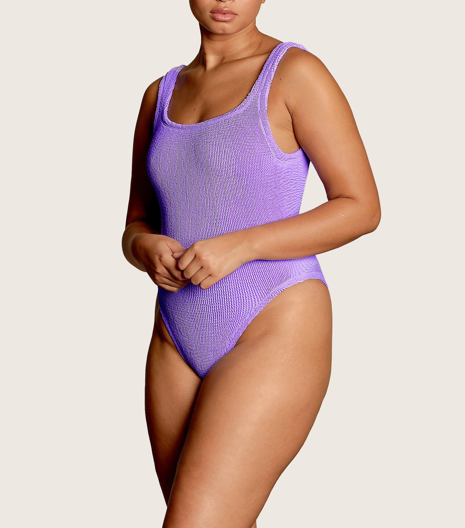 Swimwear Hunza G Square Neck Swimsuit in Lilac Hunza G