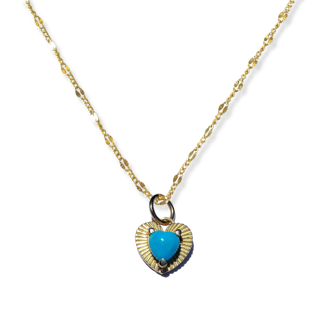Necklaces Kimberly Doyle Heart Turquoise Oval Necklace in Yellow Gold Kimberly Doyle