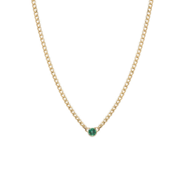Necklaces Zoe Chicco X-Small Emerald Curb Chain Necklace in Yellow Gold Zoe Chicco