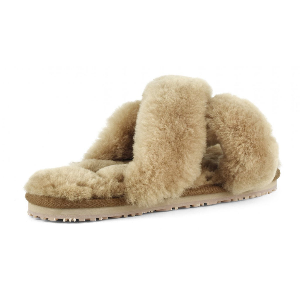 Shoes Mou Criss Cross Fur Slide in Camel Mou