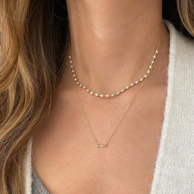 Necklaces Dana Rebecca Cynthia Rose Dome Bar Necklace in Yellow Gold Dana Rebecca