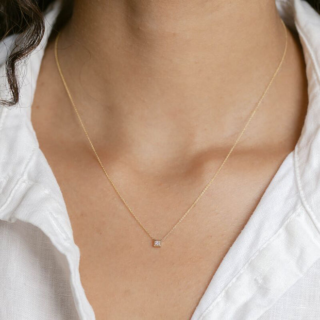 Necklaces Dana Rebecca Millie Ryan Single Princess Diamond Necklace in Rose Gold Dana Rebecca