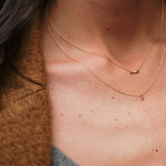 Necklaces Dana Rebecca Cynthia Rose Dome Bar Necklace in Yellow Gold Dana Rebecca