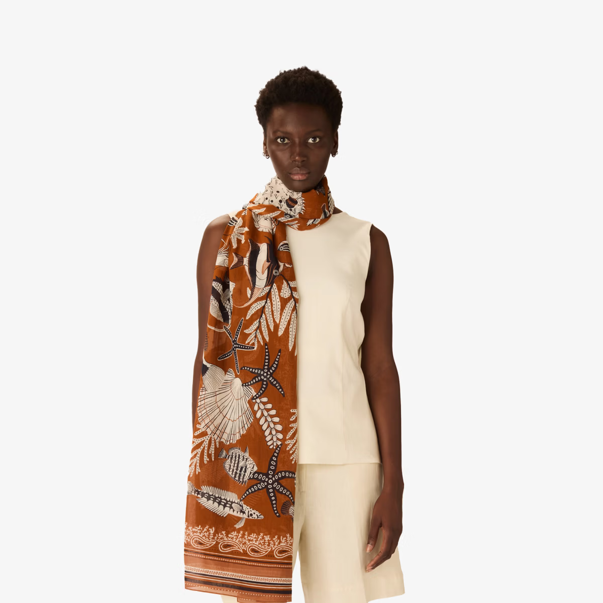 ACCESSORIES Neptune Scarf in Golden Brown Inoui Editions