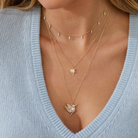 JEWELRY Pavé Diamond Mini Hummingbird Necklace in Yellow Gold EF Collection